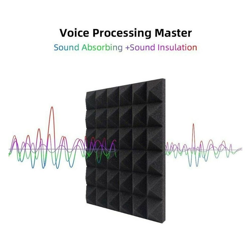12 Pack Pyramid Shape Soundproof Foam Sound Proof Padding Treatment Panel for Bass Insulation
