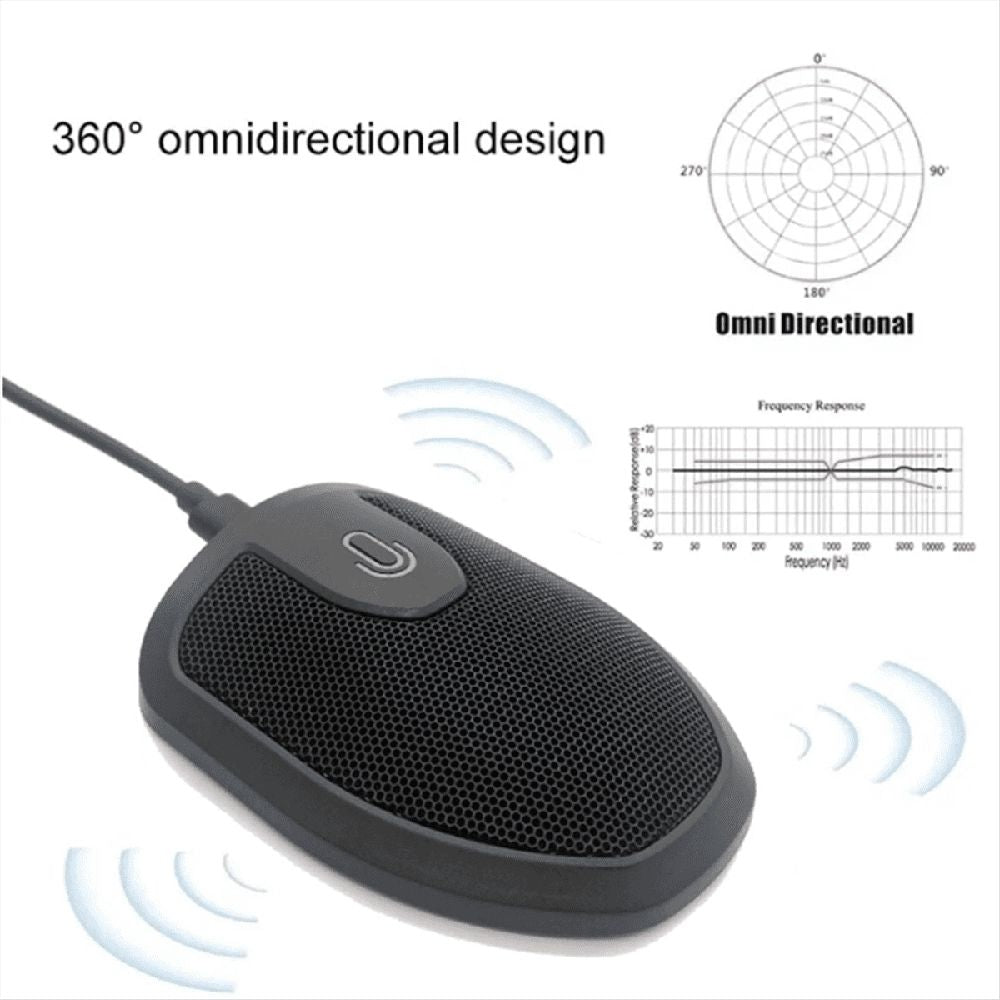 Conference Microphone USB Computer Mini Mute Function Omnidirectional Meeting Mic for Laptop PC