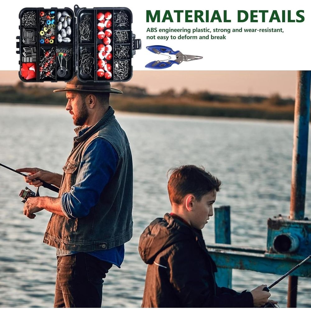 263pcs Fishing Accessories Kit,Included Plier,Hooks,Weights & Other Accessories,Fishing Bait Lure Gear Kit Gift for Men Bass Freshwater