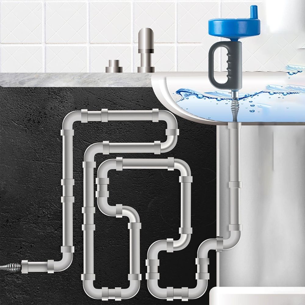 Heavy Duty 3M Pipe Snake Drain Cleaner | Flexible Steel Cable Sink Hair Remover for Bathtub, Shower & Kitchen | 4-Size Spring Steel Nozzles | Ergonomic Pistol Grip | Unclogs Toilets & Sewers