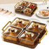 Grey 25.5x20cm Divided Snack Tray with Lid & 4 Removable Bowls, Perfect Serving Platter for Parties & Gatherings