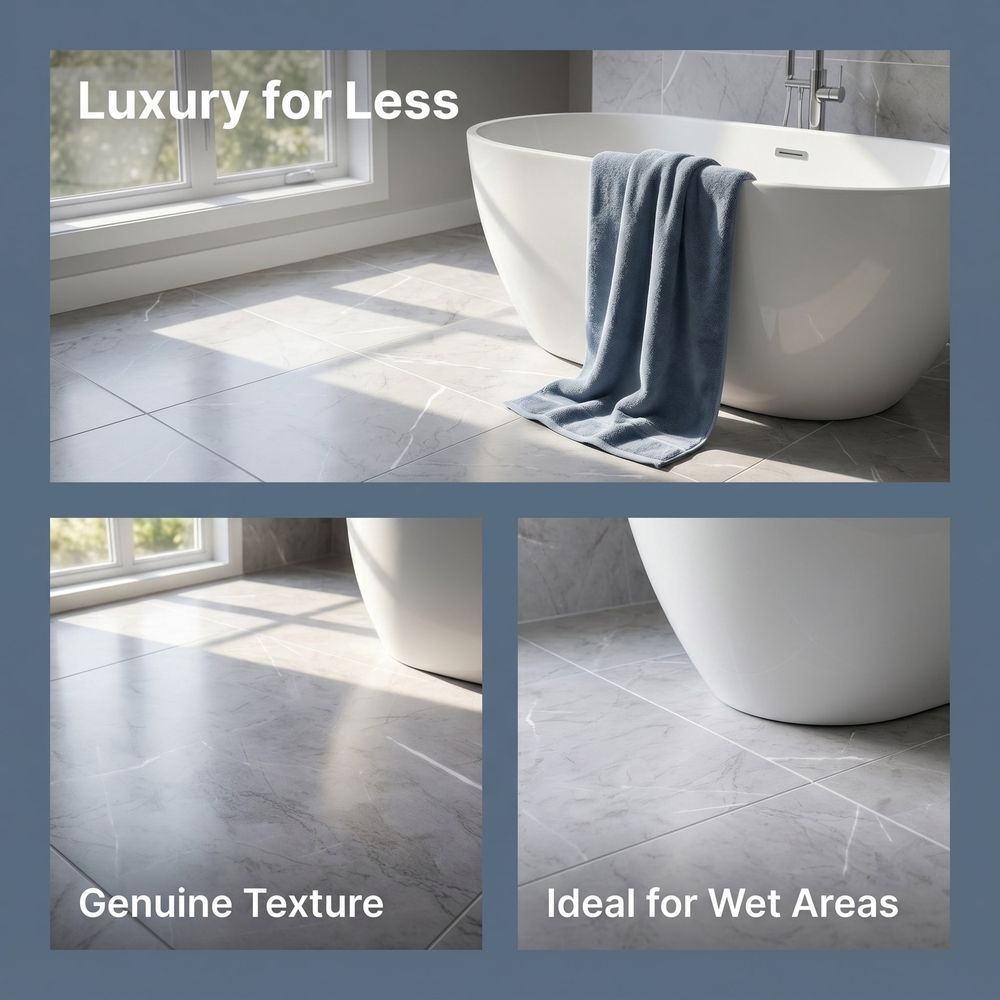 10Pcs Grey PVC Self Adhesive Floor Tiles Waterproof Vinyl Flooring for Bathroom Kitchen Living Room