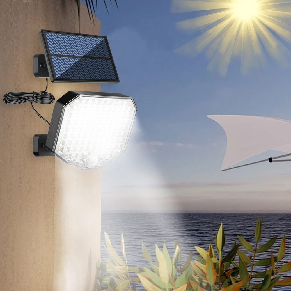 Garden Lamps Solar Wall Light Outdoor With Remote Control 16.4ft Cord Separate Solar Panel Solar LED Light Rainproof With 3 Modes For Patio Ceiling Porch Cabin Roof Tree Doorway