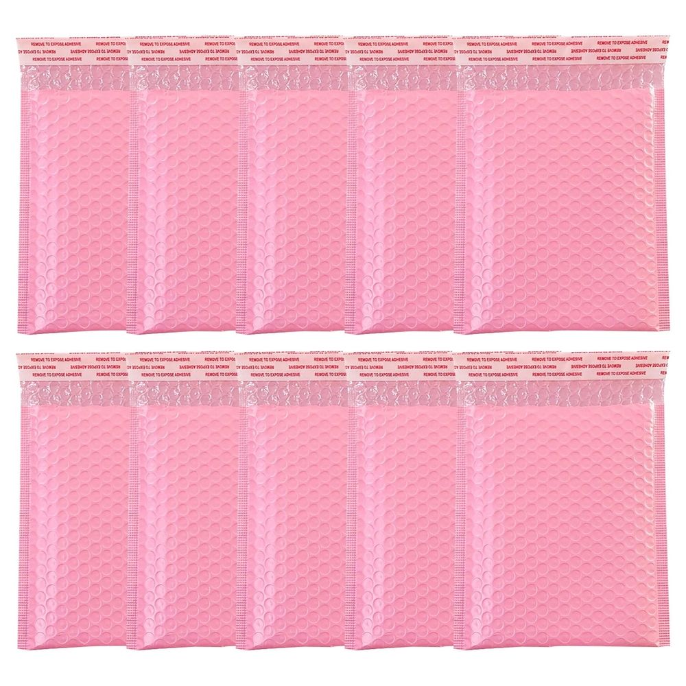 5 x 7 Inch Bubble Mailer 10 Pack, Self Seal Padded Envelopes for Shipping and Packaging, Cushioning Shipping Bags with Bright Color for Small Business - Pink