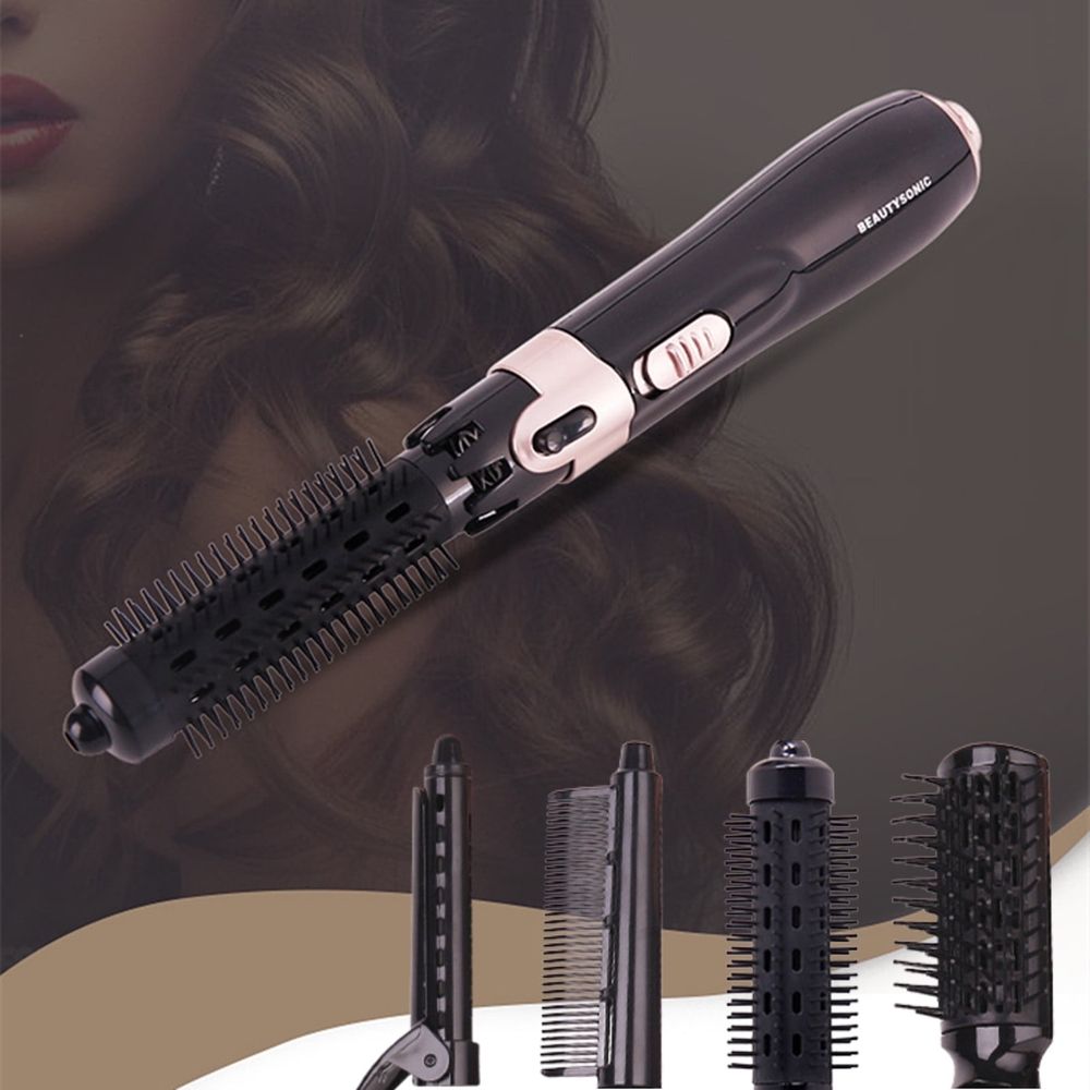Hairdryer With Brush, Hair Dryer And Styler, Auto Rotate Detangle Hot Brush With 4 Brush Heads For Blow Drying, Straightening, Volume And Brushing