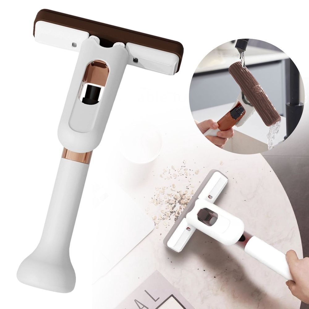 Portable Mini Cleaning Mop, Mini Sponge Mop, Wet and Dry Use Cleaning System, Mini Mop for Bathroom, Kitchen, Desktop, Glass, Living Room, Car (1 Sponge Head + 1 Squeeze Handle)