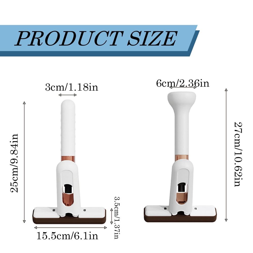 Portable Mini Cleaning Mop, Mini Sponge Mop, Wet and Dry Use Cleaning System, Mini Mop for Bathroom, Kitchen, Desktop, Glass, Living Room, Car (1 Sponge Head + 1 Squeeze Handle)