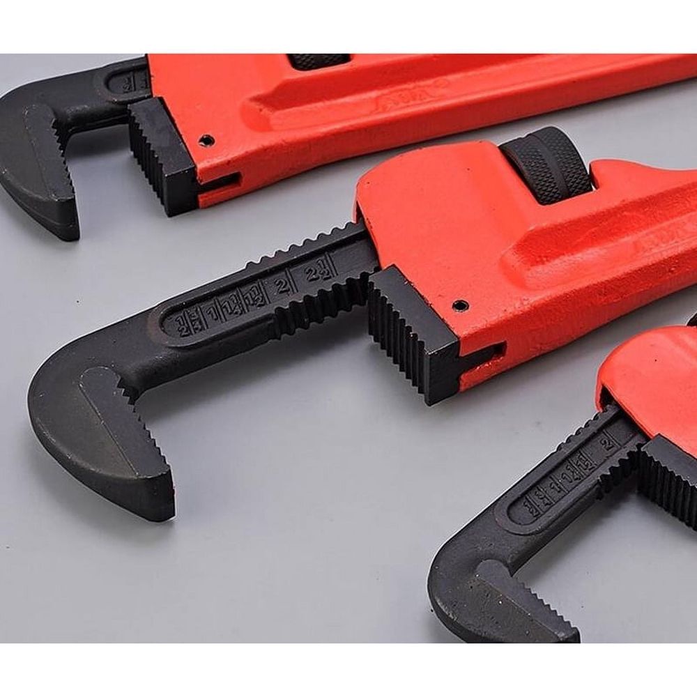 Heavy Duty Pipe Wrench Monkey Heat Treated Serrated Jaw and Adjustable Nut 6 Inches-14 Inches