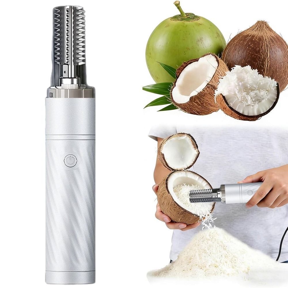 Electric Coconut Grater Machine, Rechargeable Coconut Scraper Shredder with Stainless Steel Blade, Effortless Electric Roller Peeler for Home Kitchen Food Prep