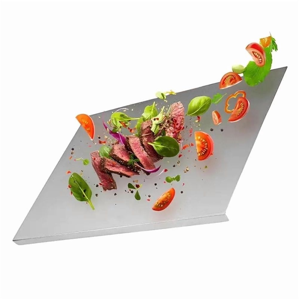 Heavy Duty Stainless Steel Chopping Board, Non-Porous Odor-Resistant Cutting Board with Non-Slip Silicone Feet, Kitchen Food Prep Board for Meat Vegetables Dough