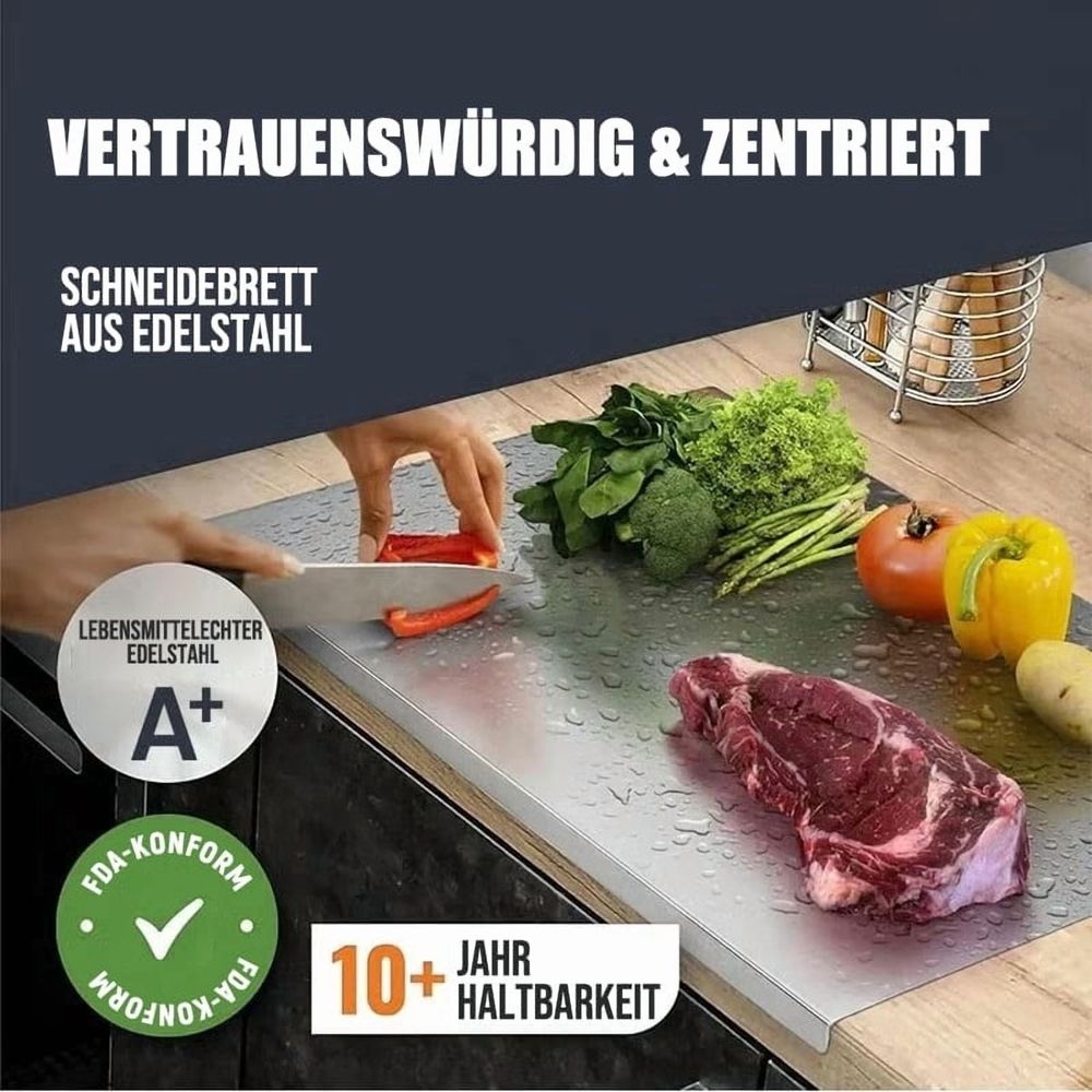 Heavy Duty Stainless Steel Chopping Board, Non-Porous Odor-Resistant Cutting Board with Non-Slip Silicone Feet, Kitchen Food Prep Board for Meat Vegetables Dough