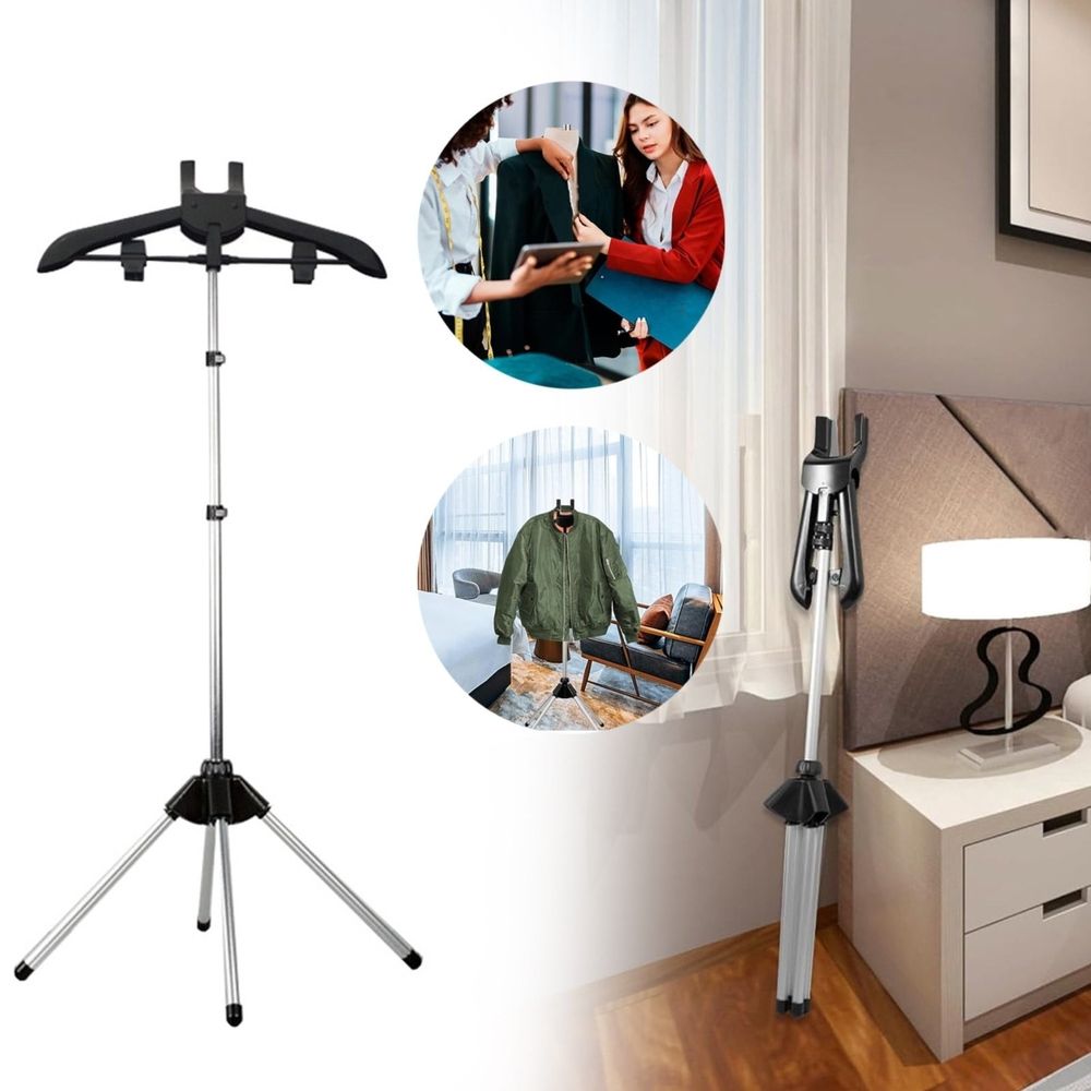 Steamer Stand Folding Telescopic Clothes Steamer Holder Height Adjustable Steamer Stand for Clothing Graduation Gowns, Coats and Shirt Display, Steam Iron Stand,Portable Steamer Rack