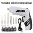Foldable Electric Screwdriver, Rechargeable Cordless Screwdriver with USB Cable, Small Power Drill Set with Adjustable Torque and LED Light, for Home, Office, and DIY Tool Projects