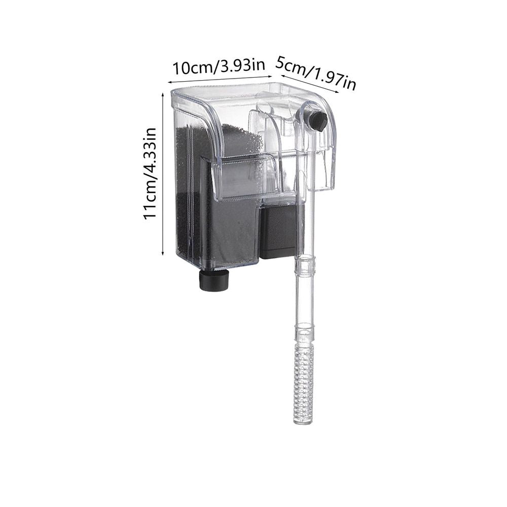 Hang On Back Aquarium Filter, 2-in-1 Silent Bio Filtration and Oxygenation Pump, Low Noise Power Filter for Small to Medium Fish Tanks, Submersible Water Circulation System