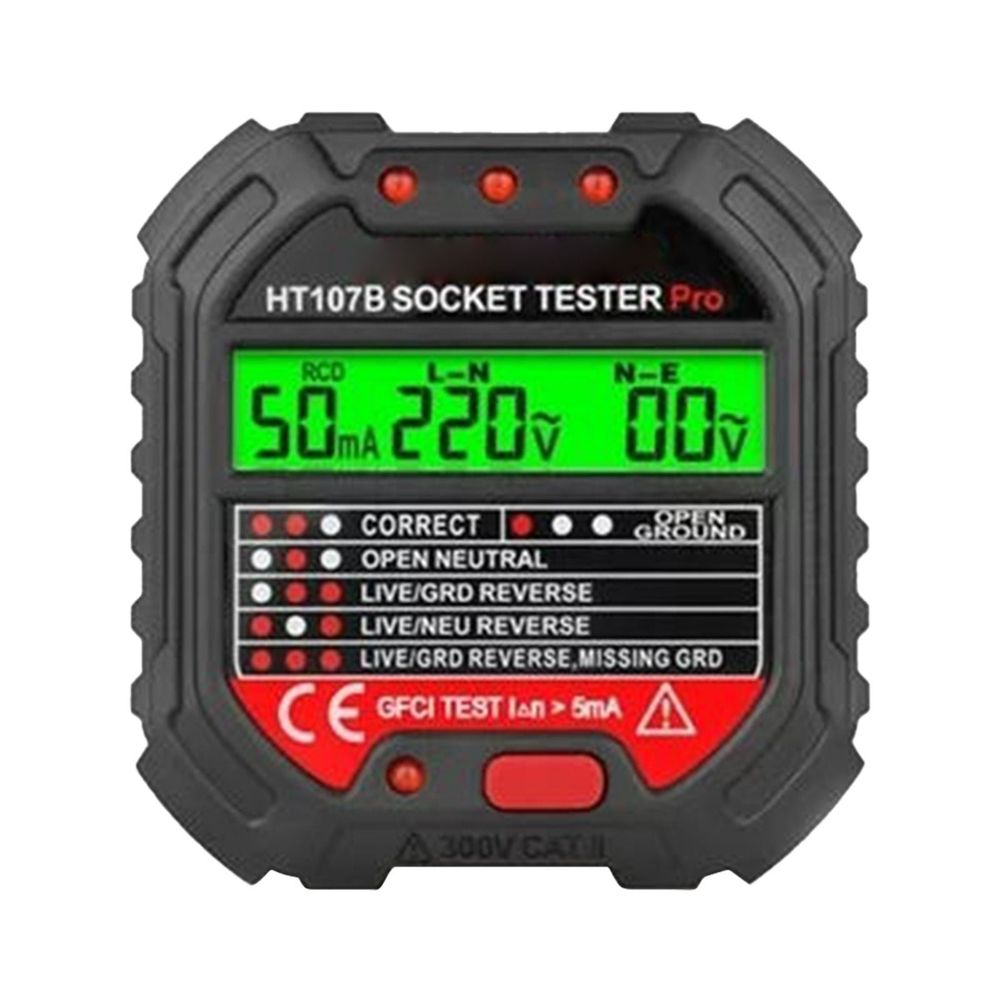 Electric Socket Tester, RCD and GFCI Receptacle Detector, Circuit Polarity and Voltage Detector for Outlet Testing, Electrical Ground Fault Receptacle Tester