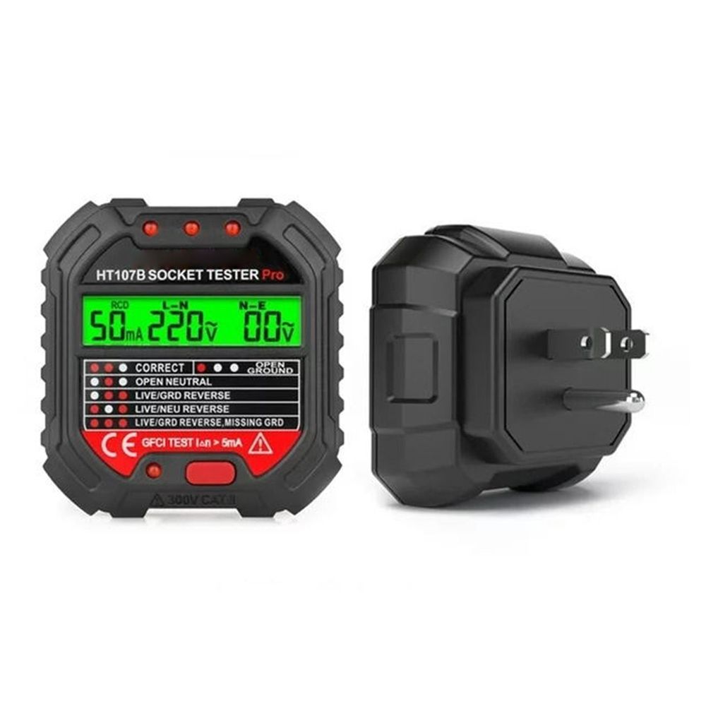 Electric Socket Tester, RCD and GFCI Receptacle Detector, Circuit Polarity and Voltage Detector for Outlet Testing, Electrical Ground Fault Receptacle Tester