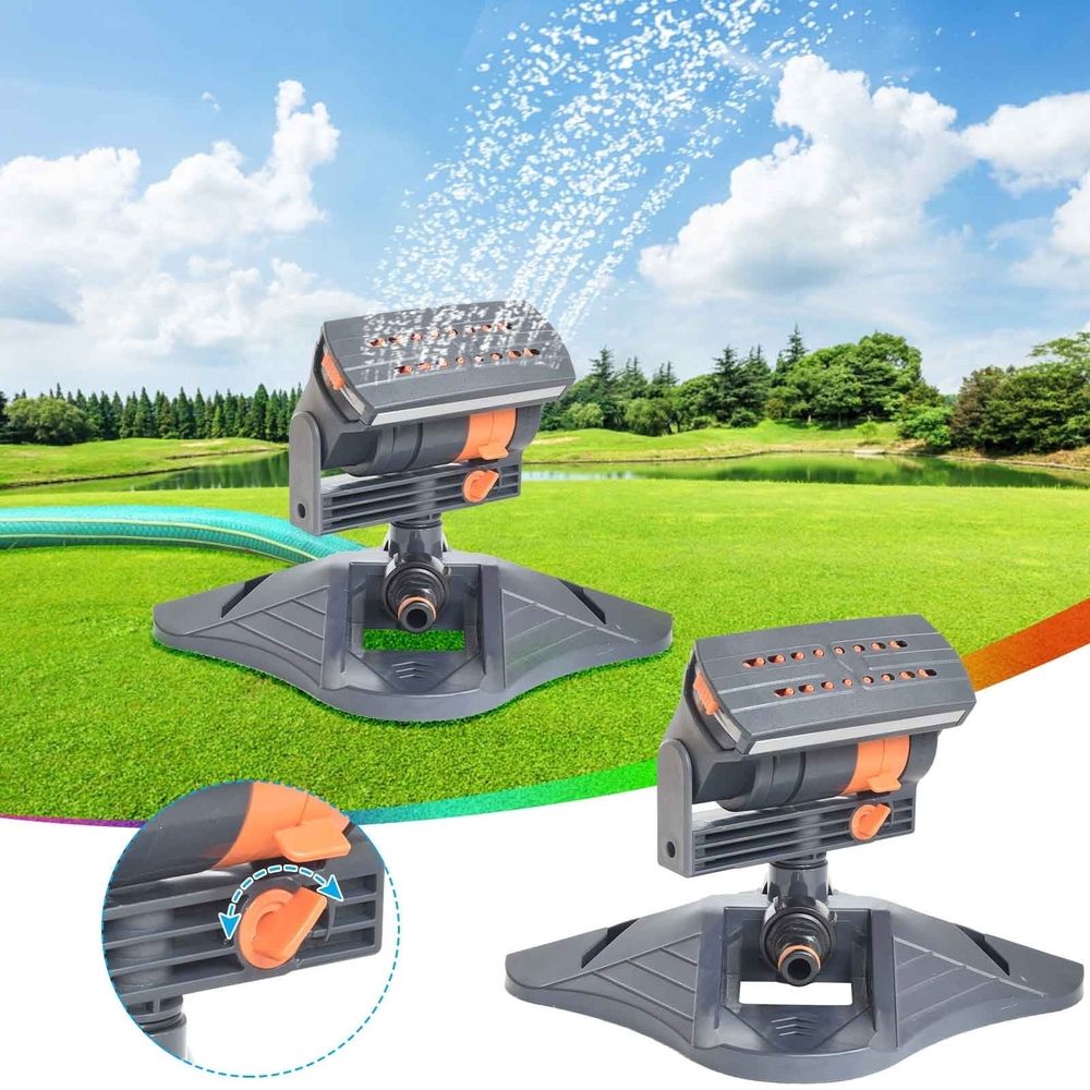 Upgraded Adjustable Oscillating Sprinkler with 16 Mini Turbines, Wide Coverage Swing Sprinkler with Metal Connector and Filter, 4-Mode Garden Irrigation System for Lawn and Yard