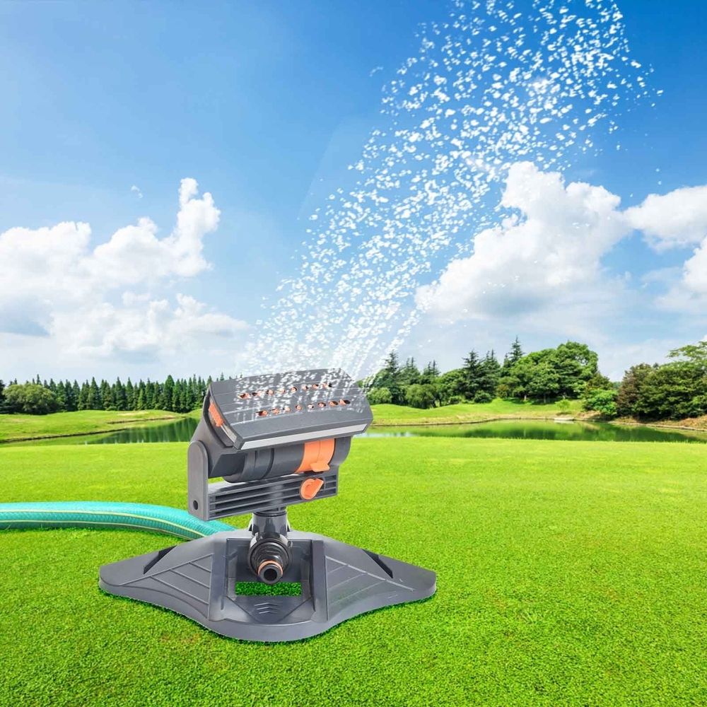 Upgraded Adjustable Oscillating Sprinkler with 16 Mini Turbines, Wide Coverage Swing Sprinkler with Metal Connector and Filter, 4-Mode Garden Irrigation System for Lawn and Yard