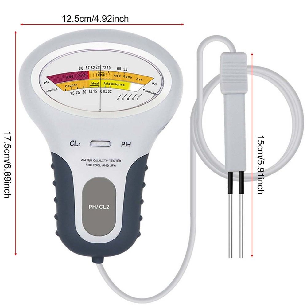 Portable pH Meter for Swimming Pools, Handheld Pool Water Tester with 5.9 inch Probe, Electronic pH Monitor for Spas and Whirlpools