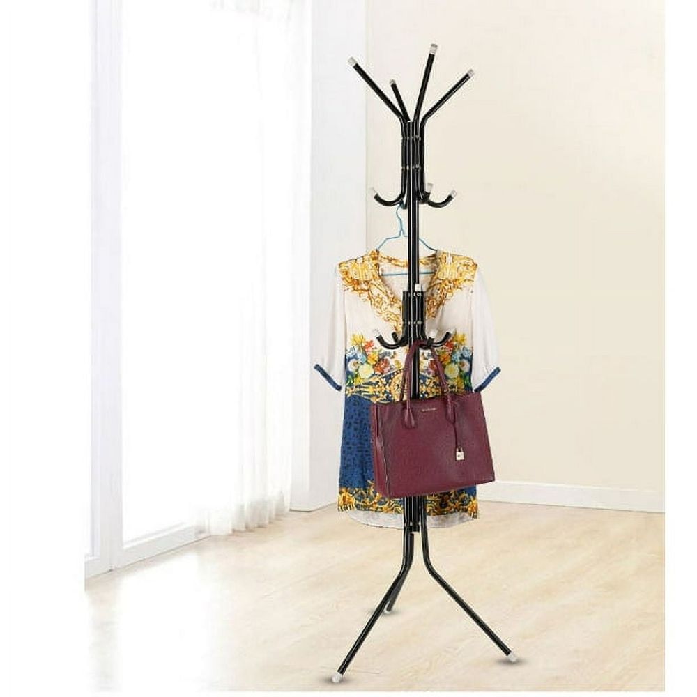 Coat Rack 12 Hook Standalone Stainless Steel Hat Stand Clothes Hanger Hall Tree