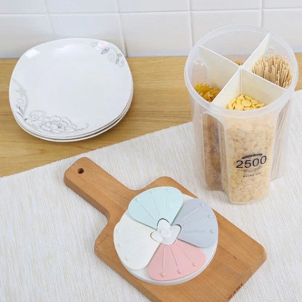 Airtight Cereal Dispenser Storage Containers, Flip-Top Lid BPA Free, Transparent Plastic Containers For Cereal, Rice, Snack, Dry Dried Food and Pantry Organization 2 Spaces