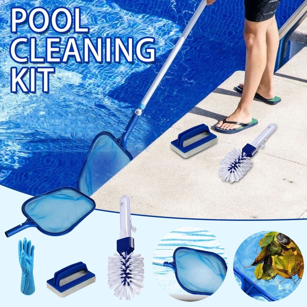 Fine Mesh Pool Skimmer Net & Pool Brush Head, Pool Net Skimmer with Sturdy Frame & Professional Pool Brushes for Cleaning Pool Walls, Durable Fine Pool Nets for Cleaning & Pool Brush Kit