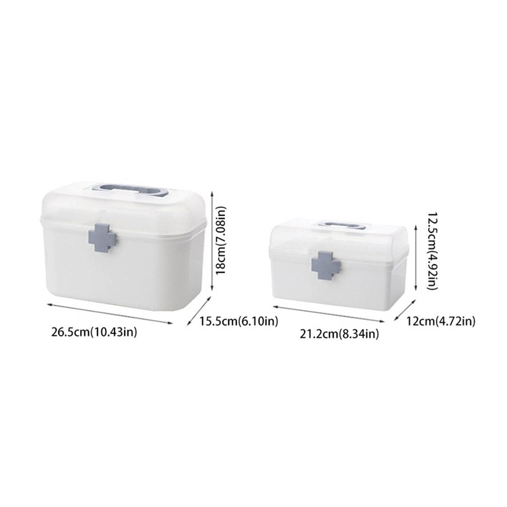 Medical Box, Box Double Layer with Handle Removable Tray Portable Large Capacity Emergency Kit Container Organizer Medicine Storage Box Organizer
