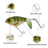 3PCS Lures, Plopping with Floating Rotating Tail, Fishing with Barb Treble Hooks