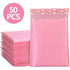 50Pcs Bubble Mailers Padded Envelopes Lined Poly Mailer Self Seal Pink, 13*15+4cm