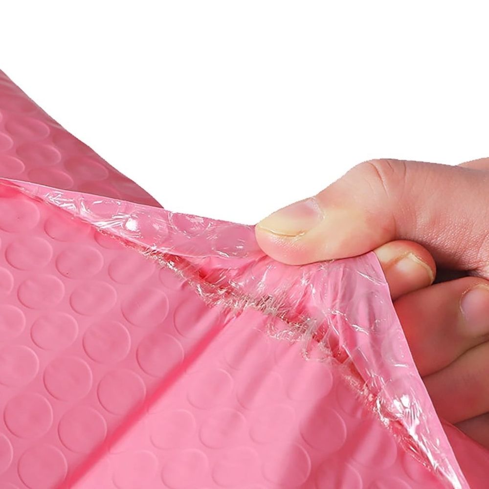 50Pcs Bubble Mailers Padded Envelopes Lined Poly Mailer Self Seal Pink, 13*15+4cm