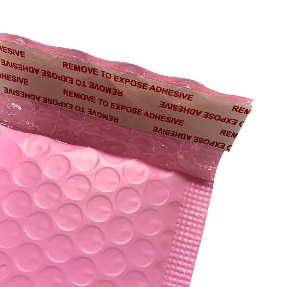 50Pcs Bubble Mailers Padded Envelopes Lined Poly Mailer Self Seal Pink, 13*15+4cm
