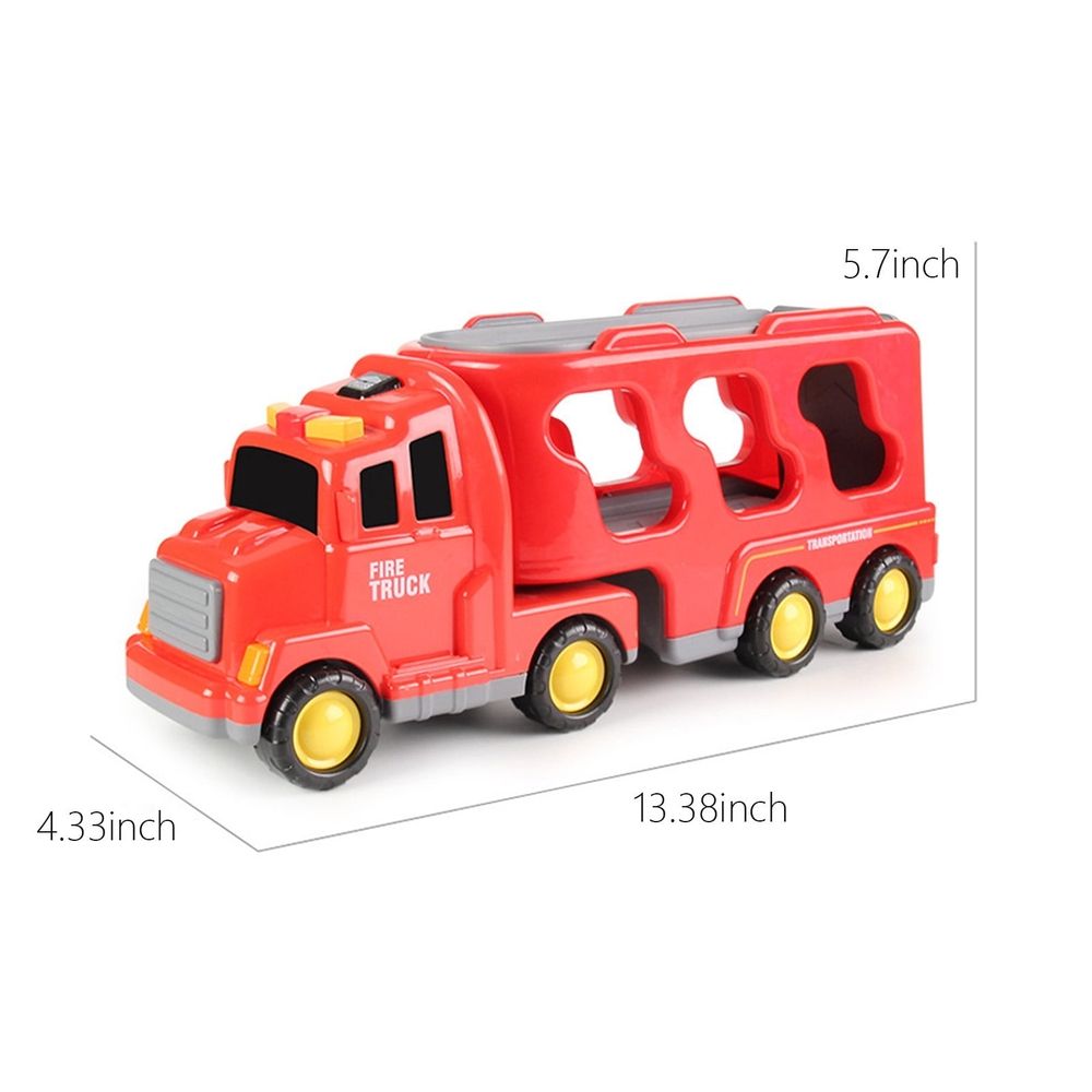 Fire Truck Toys for 1-6 Years Old Boys Toddlers, 5 in 1 Carrier Trucks Cars Toys for Toddler Boy Girl Birthday, Cars Friction Power Toys with Light Sound