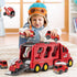 Fire Truck Toys for 1-6 Years Old Boys Toddlers, 5 in 1 Carrier Trucks Cars Toys for Toddler Boy Girl Birthday, Cars Friction Power Toys with Light Sound