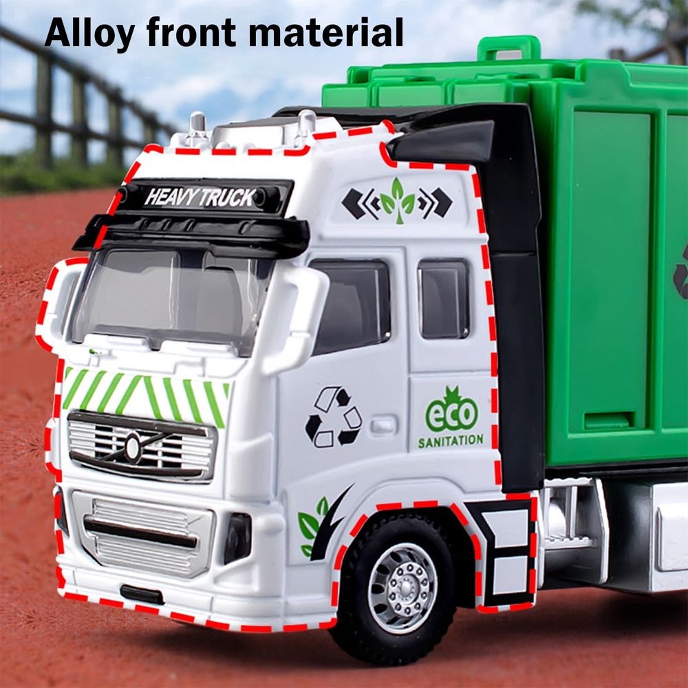 Garbage Truck Toys for Kids, Garbage Truck Metal Diecast Cab, Pull Back Garbage Truck Toy, Recycling Truck Toy with Trash Cans and Bins, Garbage Trucks for Boys Age 4-7