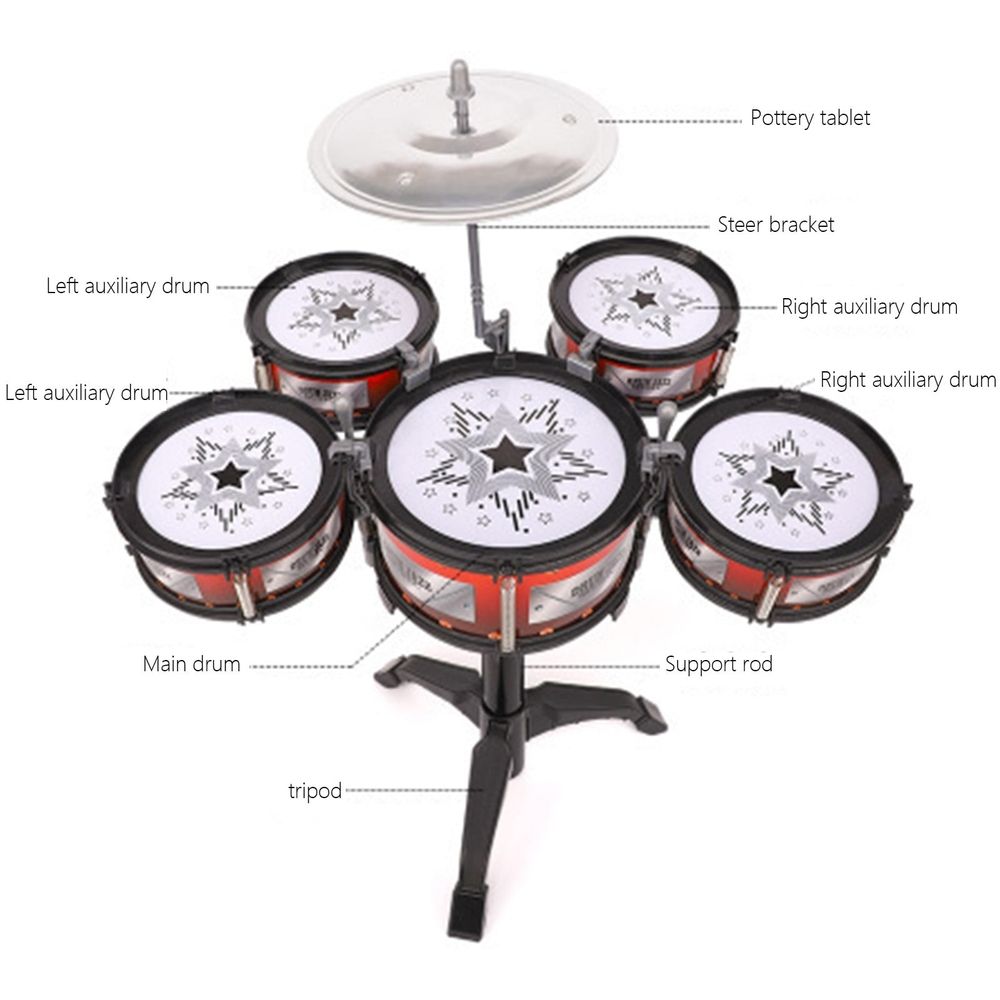 Toddlers Drum Set Kids Jazz Drum Kit Band Rock Drum for 3-5 Years Old Birthday Xmas Gift, Early Learning Musical Toy Set with Easy Assembly