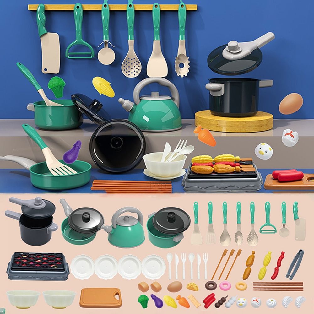 28Pcs Kids Kitchen Toy Accessories, Toddler Pretend Cooking Playset with Play Pots and Pans, Utensils Cookware Toys, Play Food Set, Learning Gift for Girls Boys