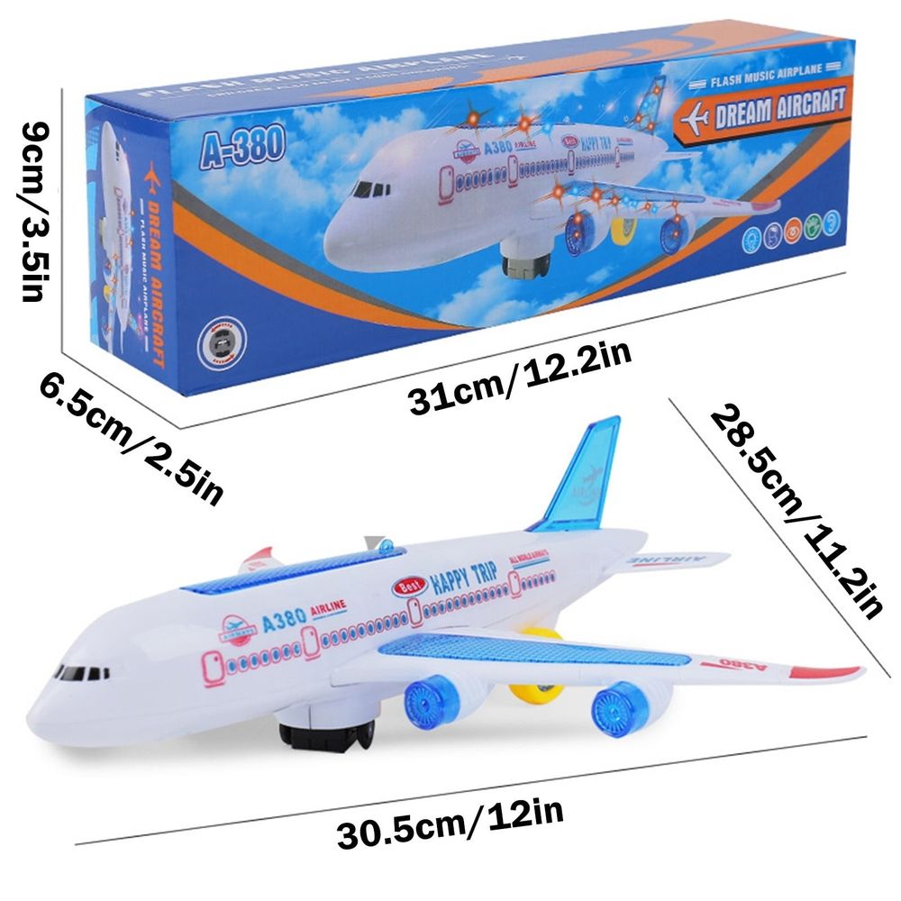Airplane Toys for Kids, Bump and Go Action, Toddler Toy Plane with LED Flashing Lights and Sound, for Boys & Girls 3-12 Years Old