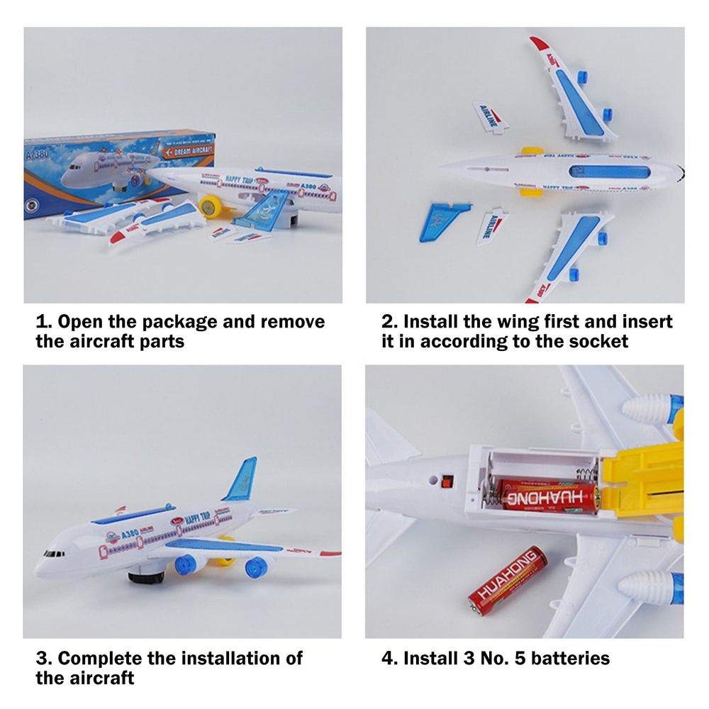 Airplane Toys for Kids, Bump and Go Action, Toddler Toy Plane with LED Flashing Lights and Sound, for Boys & Girls 3-12 Years Old
