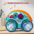 Dynamic Gear-Powered Car with Led Lights, Kids Transparent Luminous Toy Car, Bump and Go Toy Cars with Colorful Moving Gears, Suitable for Kids Aged 1-3 Years