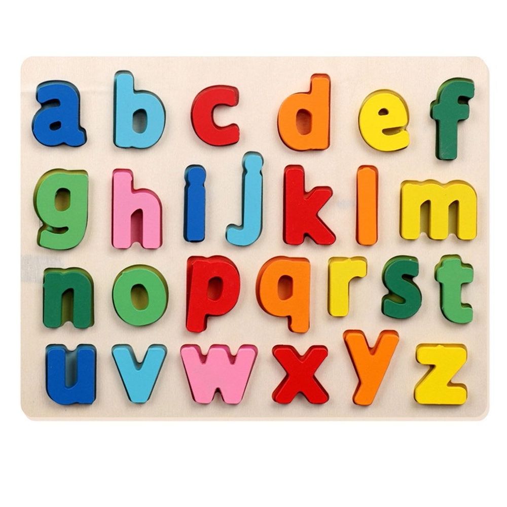 Wooden Alphabet Learning Puzzle Educational Learning Toys Wood ABC Peg Letters Puzzle Colorful Jigsaw Blocks Board for Toddler Kids Boy Girl