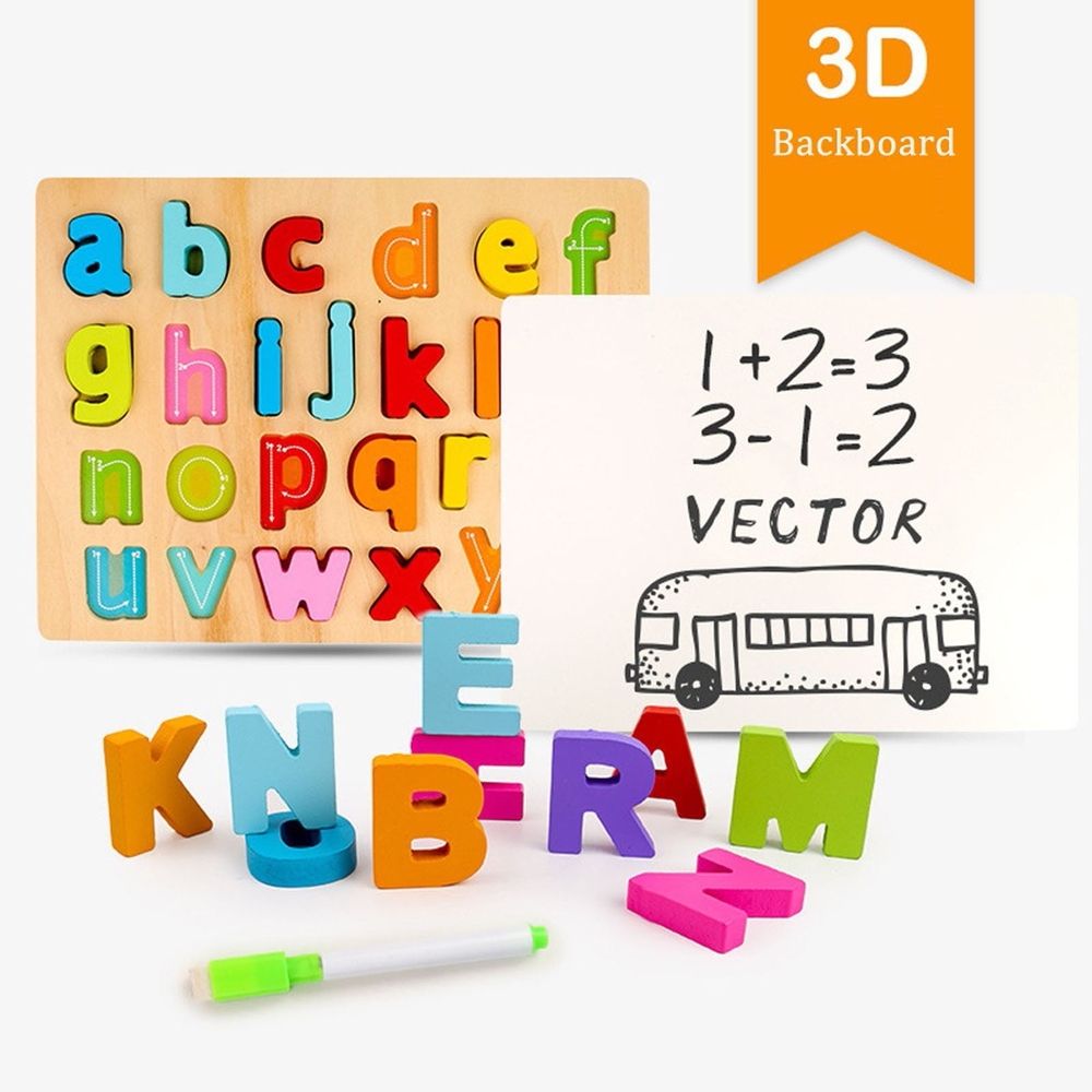 Wooden Alphabet Learning Puzzle Educational Learning Toys Wood ABC Peg Letters Puzzle Colorful Jigsaw Blocks Board for Toddler Kids Boy Girl