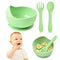Almond Silicone Suction Cup And Spoon Set Baby Bowl Non Breakable Baby Feeding Utensils Stage 1 Self Feeding Weaning Food First Set