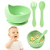 Almond Silicone Suction Cup And Spoon Set Baby Bowl Non Breakable Baby Feeding Utensils Stage 1 Self Feeding Weaning Food First Set