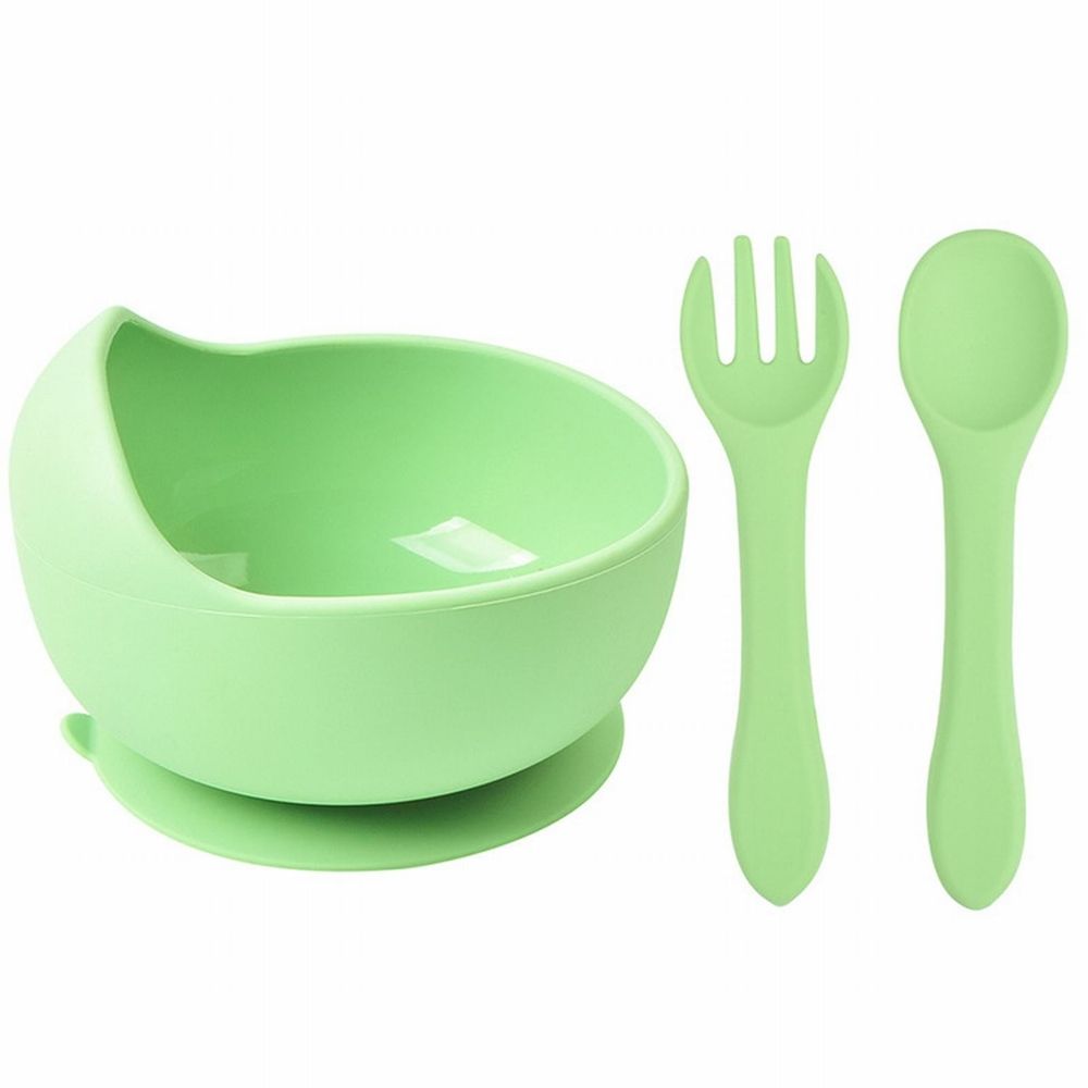Almond Silicone Suction Cup And Spoon Set Baby Bowl Non Breakable Baby Feeding Utensils Stage 1 Self Feeding Weaning Food First Set