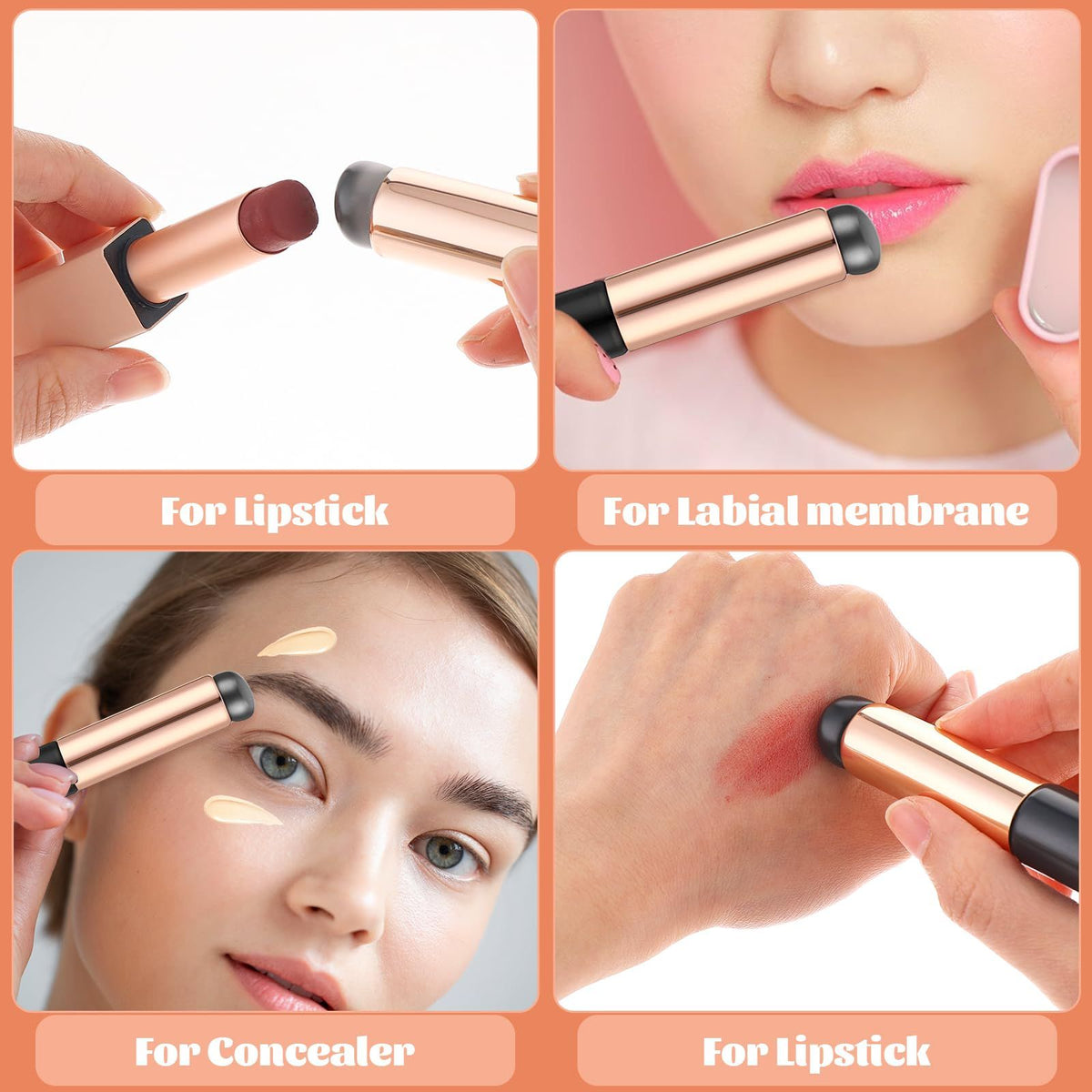 2 Pack Silicone Lip Brush Make Up Brushes, Reusable High Elastic Silicone Lipstick Applicator Brush Set, Silicone Brush