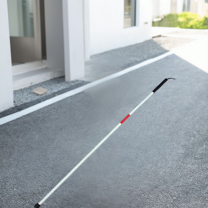 white Folding Walking Stick, Walking Stick, 124cm/48.8inch Portable Shockproof Guide Stick for the Blind