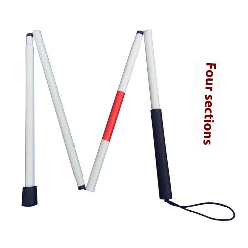 white Folding Walking Stick, Walking Stick, 124cm/48.8inch Portable Shockproof Guide Stick for the Blind