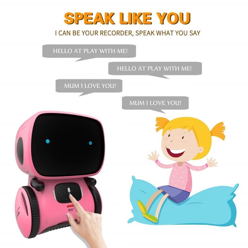 Interactive Smart Robot Toy for Boys and Girls,Smart Talking Robots Intelligent Partner and Teacher with Voice Control and Touch Sensor,Singing,Dancing,Repeating,Gift Toys for Kids Age 3 and Up