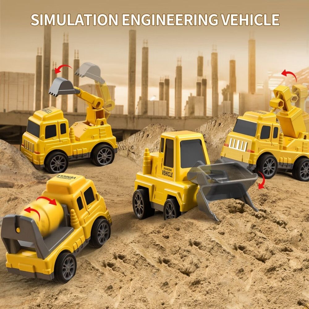 5-in-1 Construction Truck for 3-9 Year Old Boys and Girls - Friction Power Vehicle Car for Toddlers 1-3,Carrier for Kids 3-5 - Christmas and Birthday Gifts