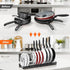 Expandable Pot and Pan Organizers Rack, 10+ Pans and Pots Lid Organizer Rack Holder, Kitchen Cabinet Pantry Bakeware Organizer Rack Holder with 10 Adjustable Compartments (Black)
